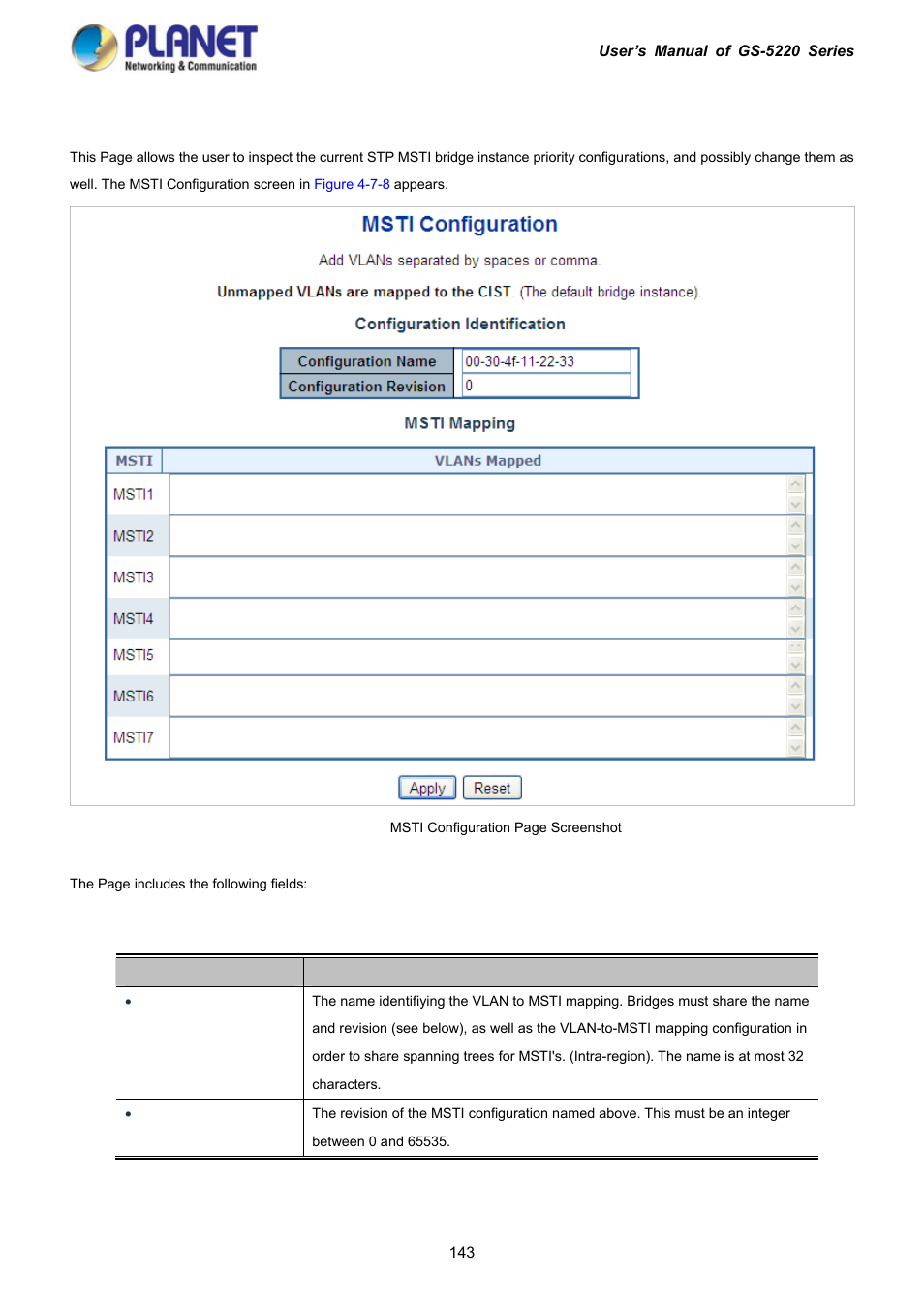 6 msti configuration | PLANET GS-5220-16S8C User Manual | Page 143 / 343