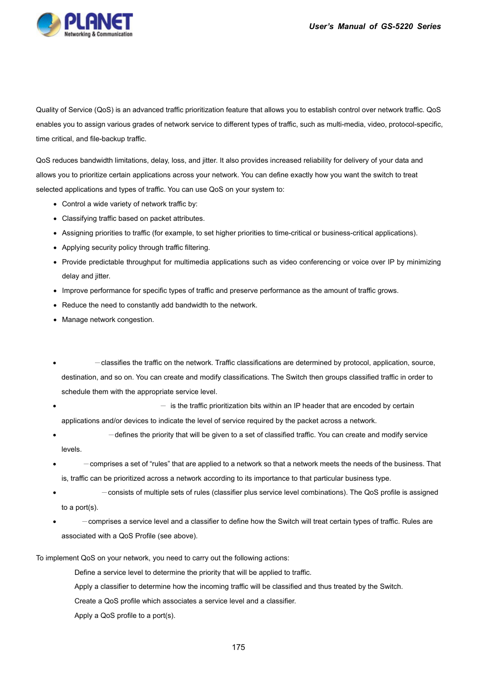 9 quality of service, 1 understanding qos | PLANET GS-5220-16S8C User Manual | Page 175 / 343