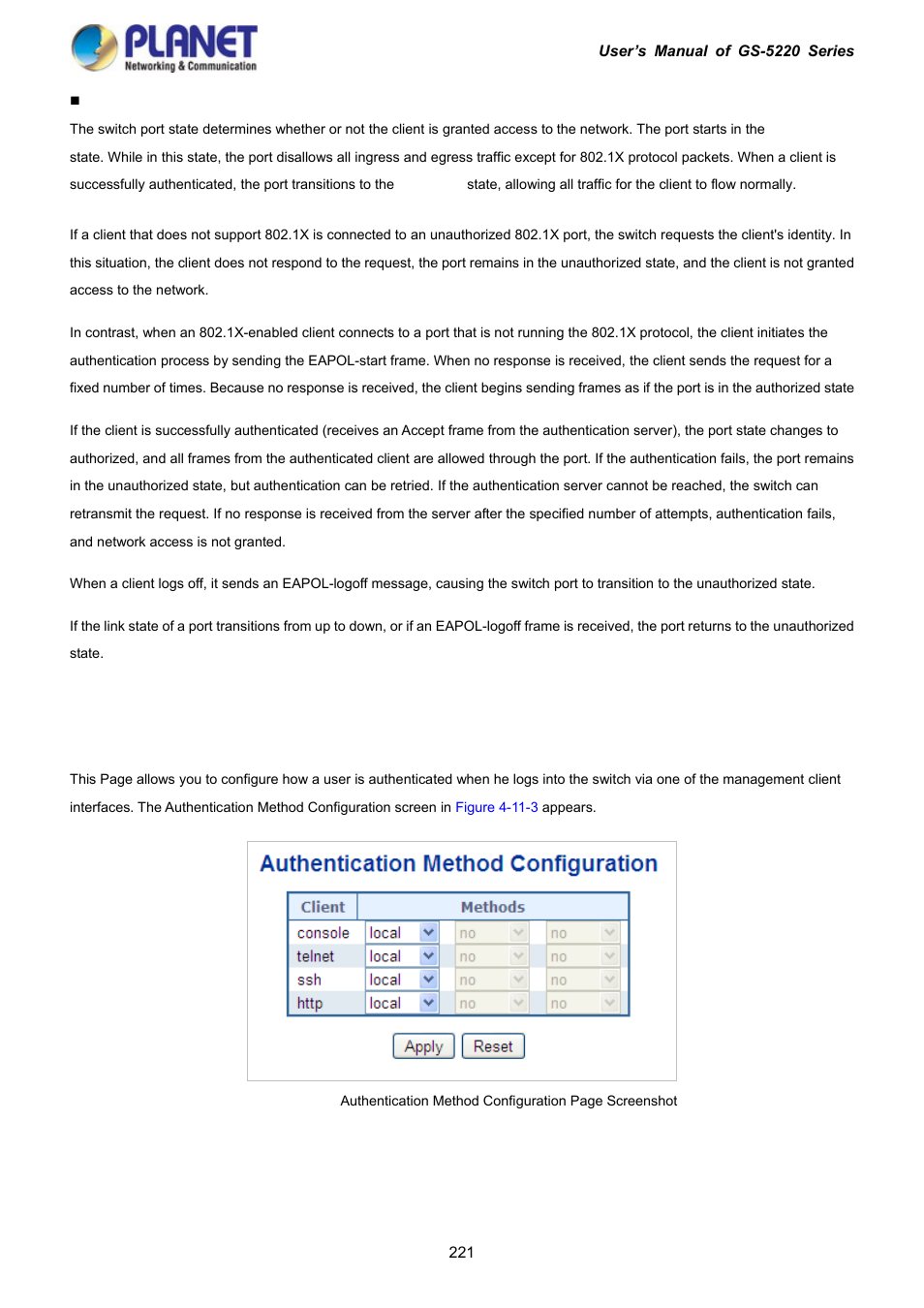 2 authentication configuration | PLANET GS-5220-16S8C User Manual | Page 221 / 343
