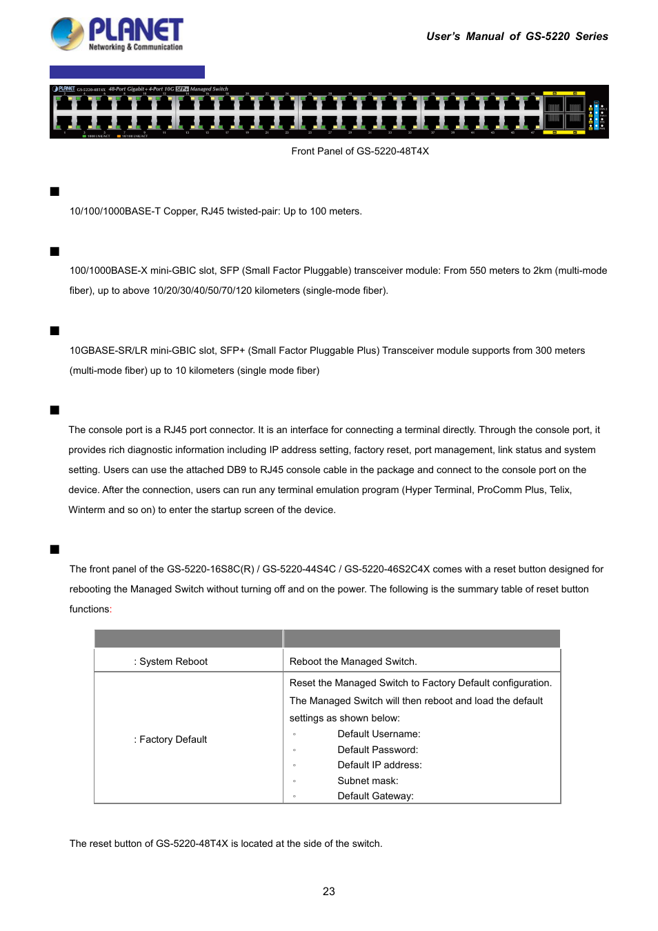 PLANET GS-5220-16S8C User Manual | Page 23 / 343