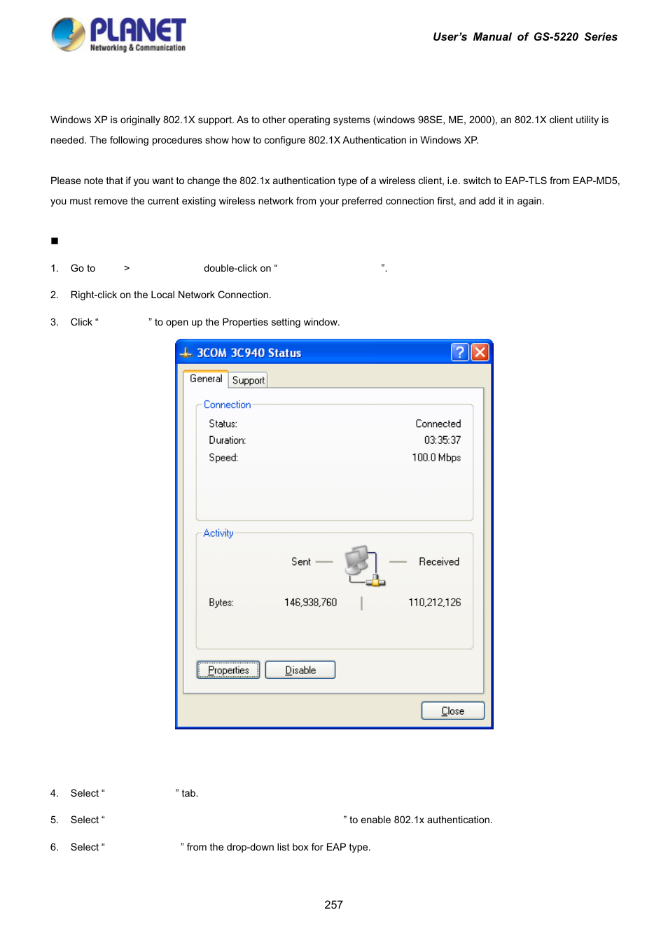 11 802.1x client configuration | PLANET GS-5220-16S8C User Manual | Page 257 / 343