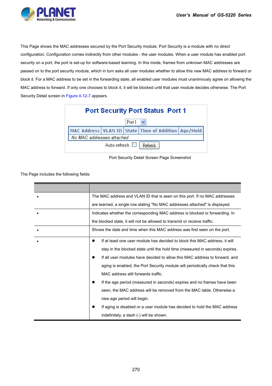 7 port security detail | PLANET GS-5220-16S8C User Manual | Page 270 / 343