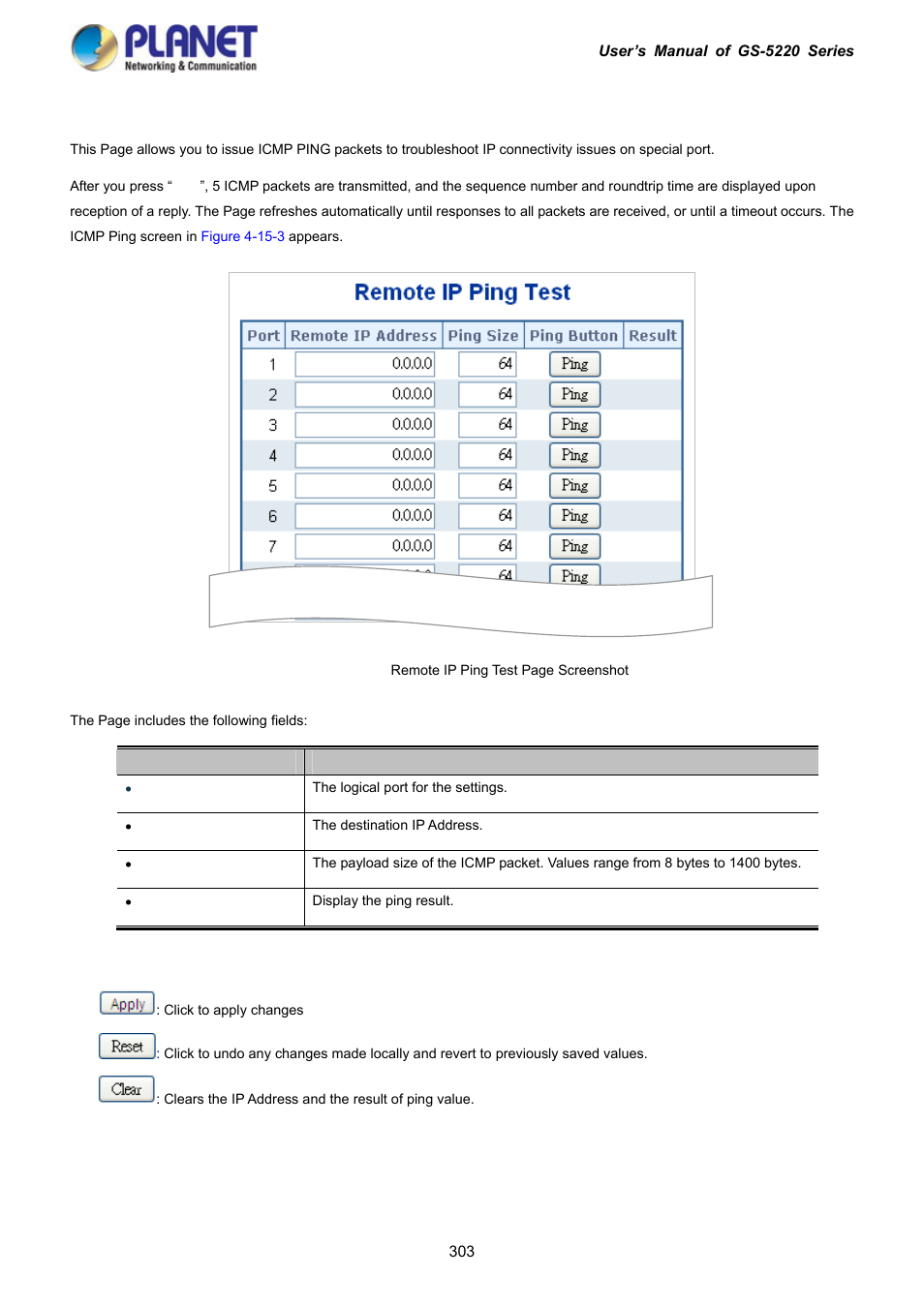 3 remote ip ping test | PLANET GS-5220-16S8C User Manual | Page 303 / 343