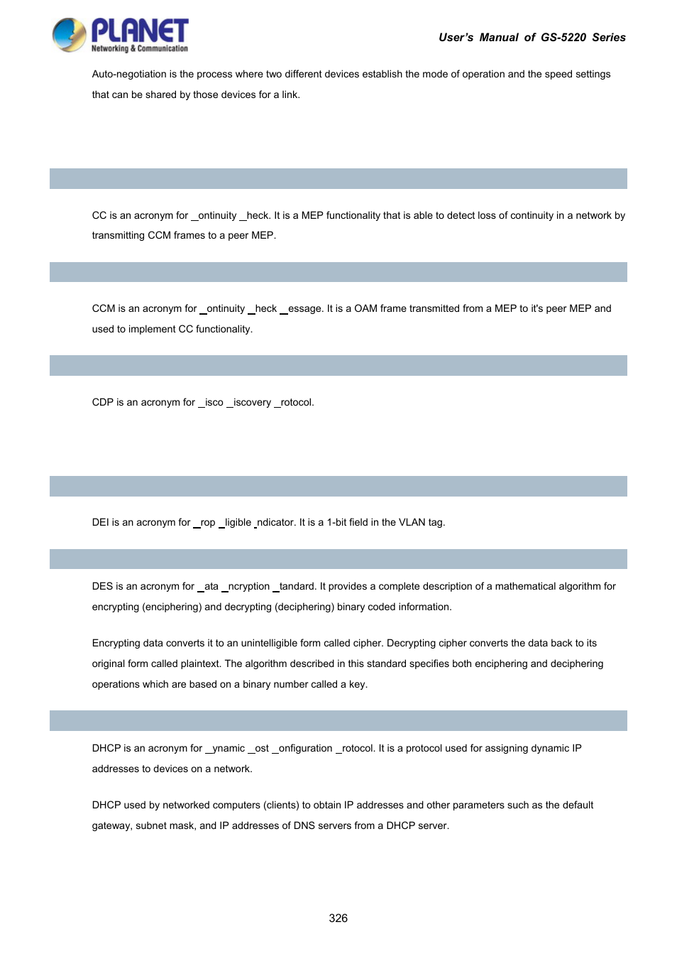 PLANET GS-5220-16S8C User Manual | Page 326 / 343