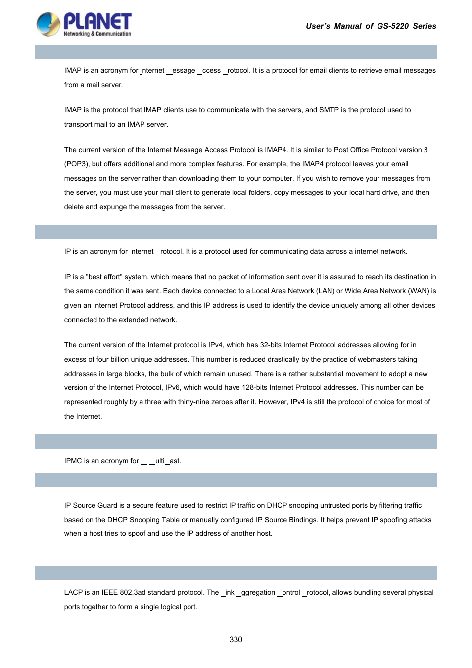 PLANET GS-5220-16S8C User Manual | Page 330 / 343