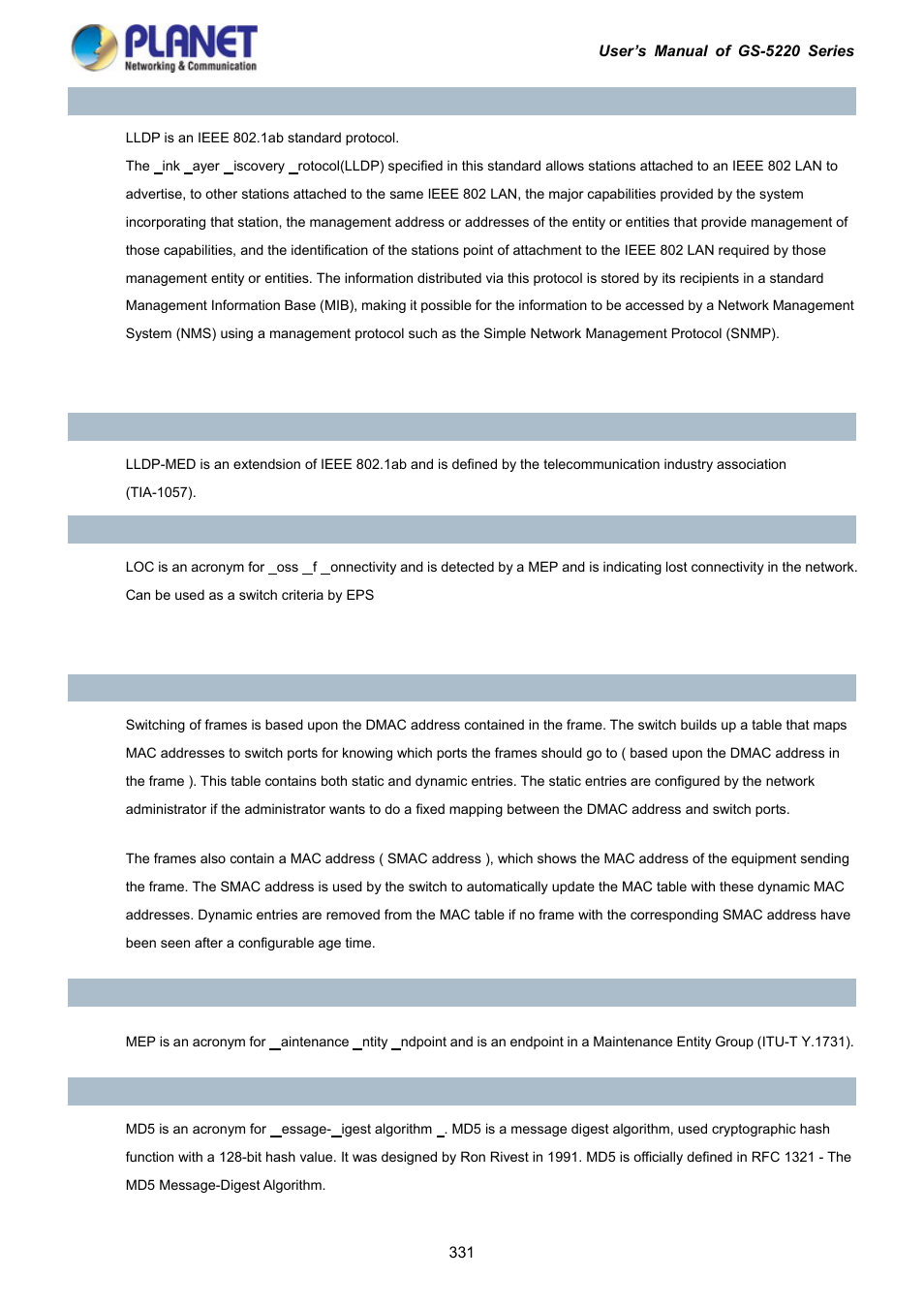 PLANET GS-5220-16S8C User Manual | Page 331 / 343