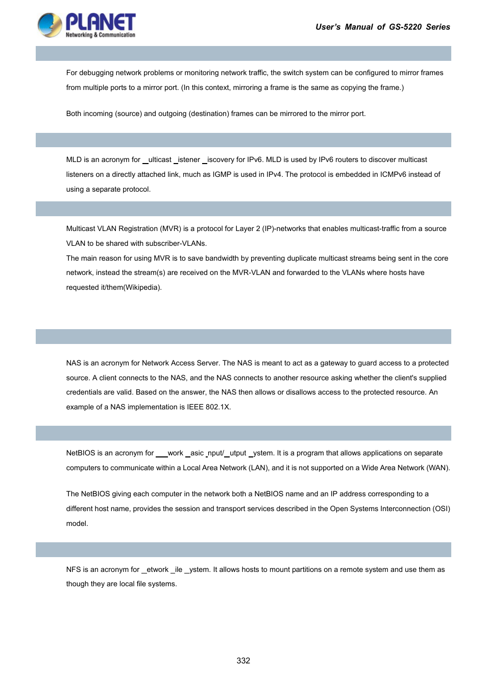PLANET GS-5220-16S8C User Manual | Page 332 / 343
