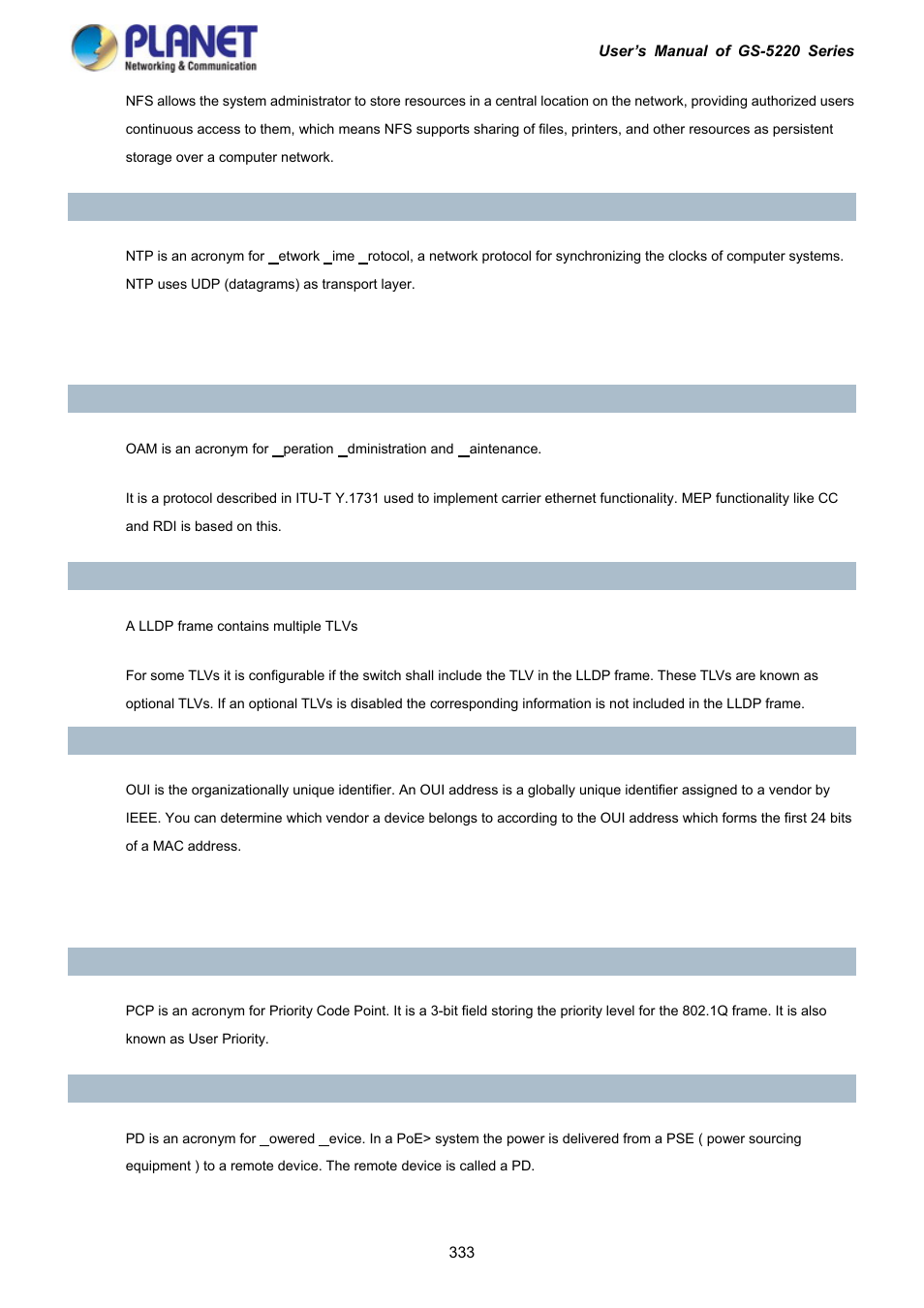 PLANET GS-5220-16S8C User Manual | Page 333 / 343