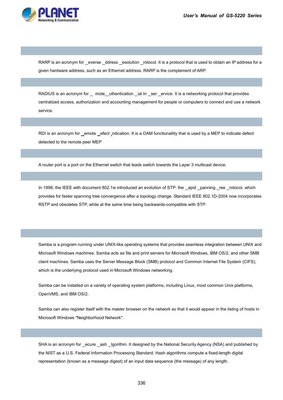 PLANET GS-5220-16S8C User Manual | Page 336 / 343