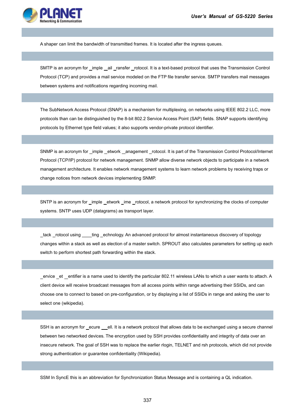 PLANET GS-5220-16S8C User Manual | Page 337 / 343