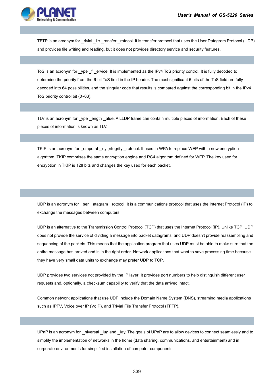 PLANET GS-5220-16S8C User Manual | Page 339 / 343