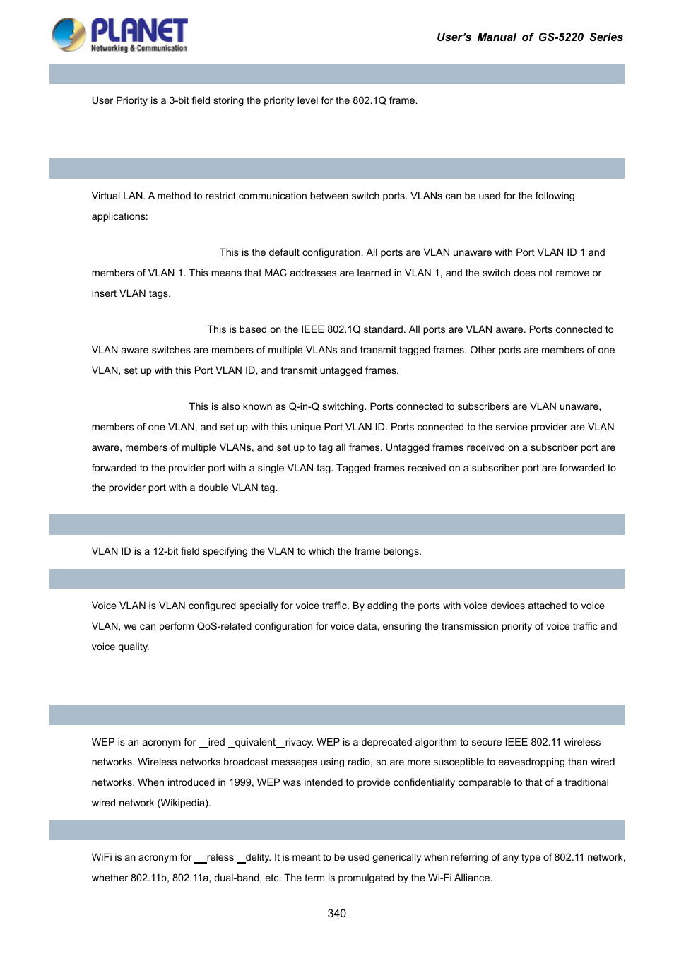 PLANET GS-5220-16S8C User Manual | Page 340 / 343