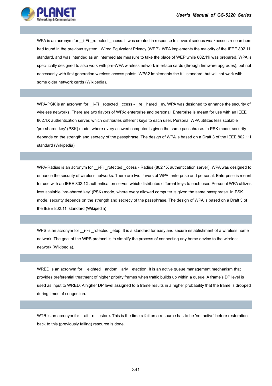 PLANET GS-5220-16S8C User Manual | Page 341 / 343