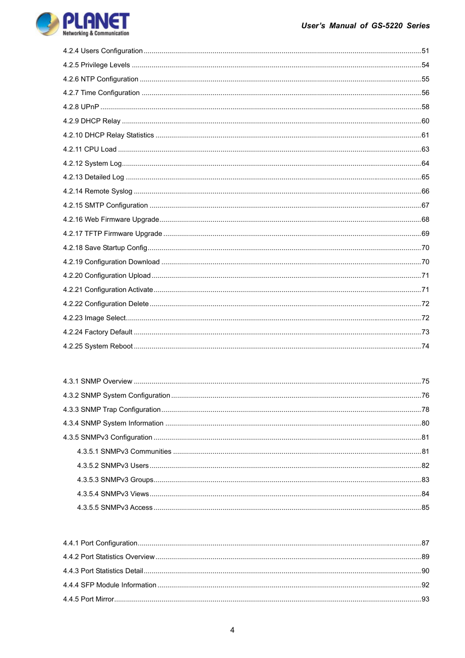 PLANET GS-5220-16S8C User Manual | Page 4 / 343