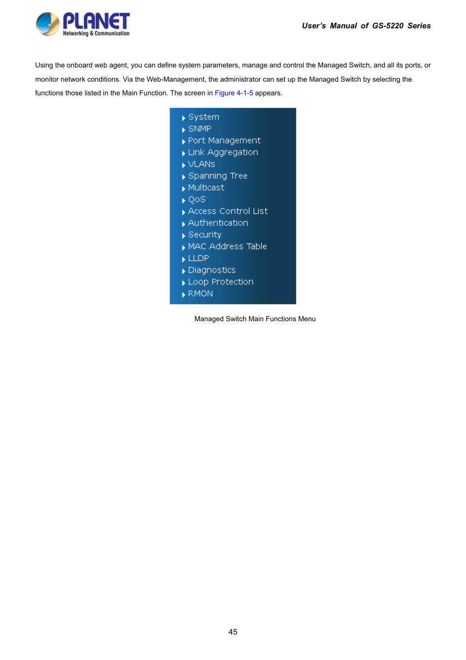 PLANET GS-5220-16S8C User Manual | Page 45 / 343
