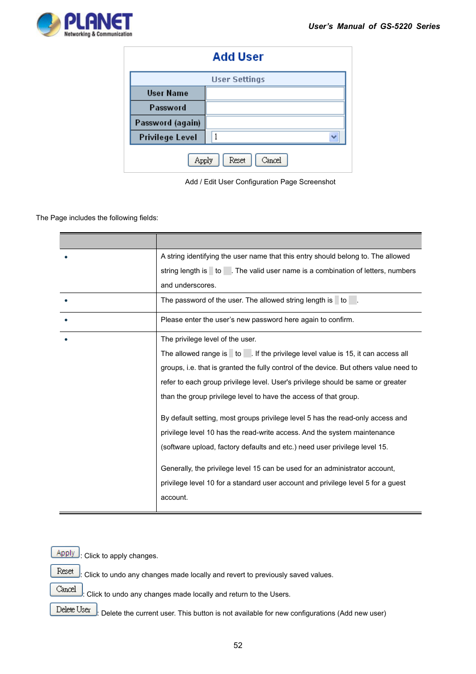 PLANET GS-5220-16S8C User Manual | Page 52 / 343