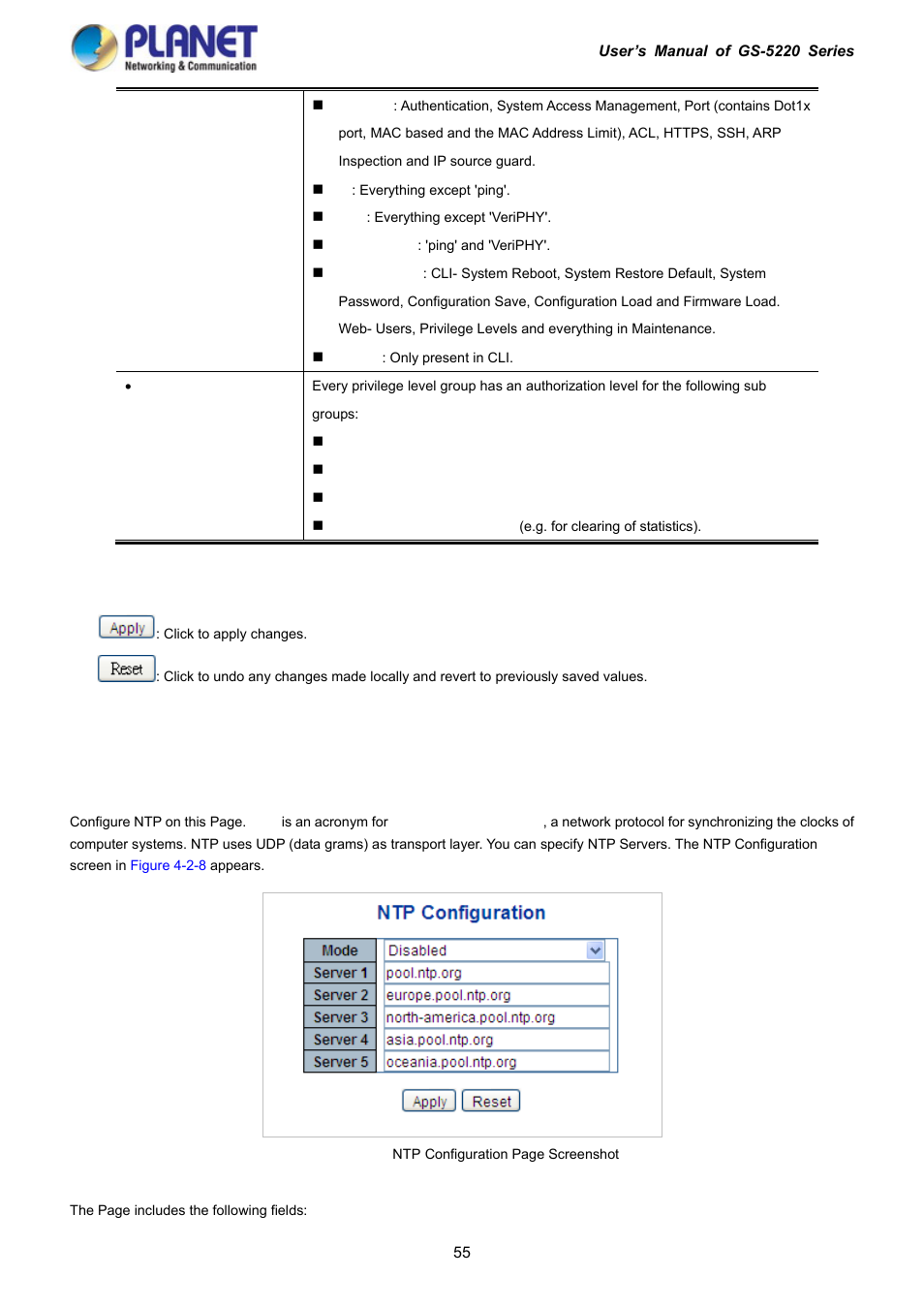 6 ntp configuration | PLANET GS-5220-16S8C User Manual | Page 55 / 343