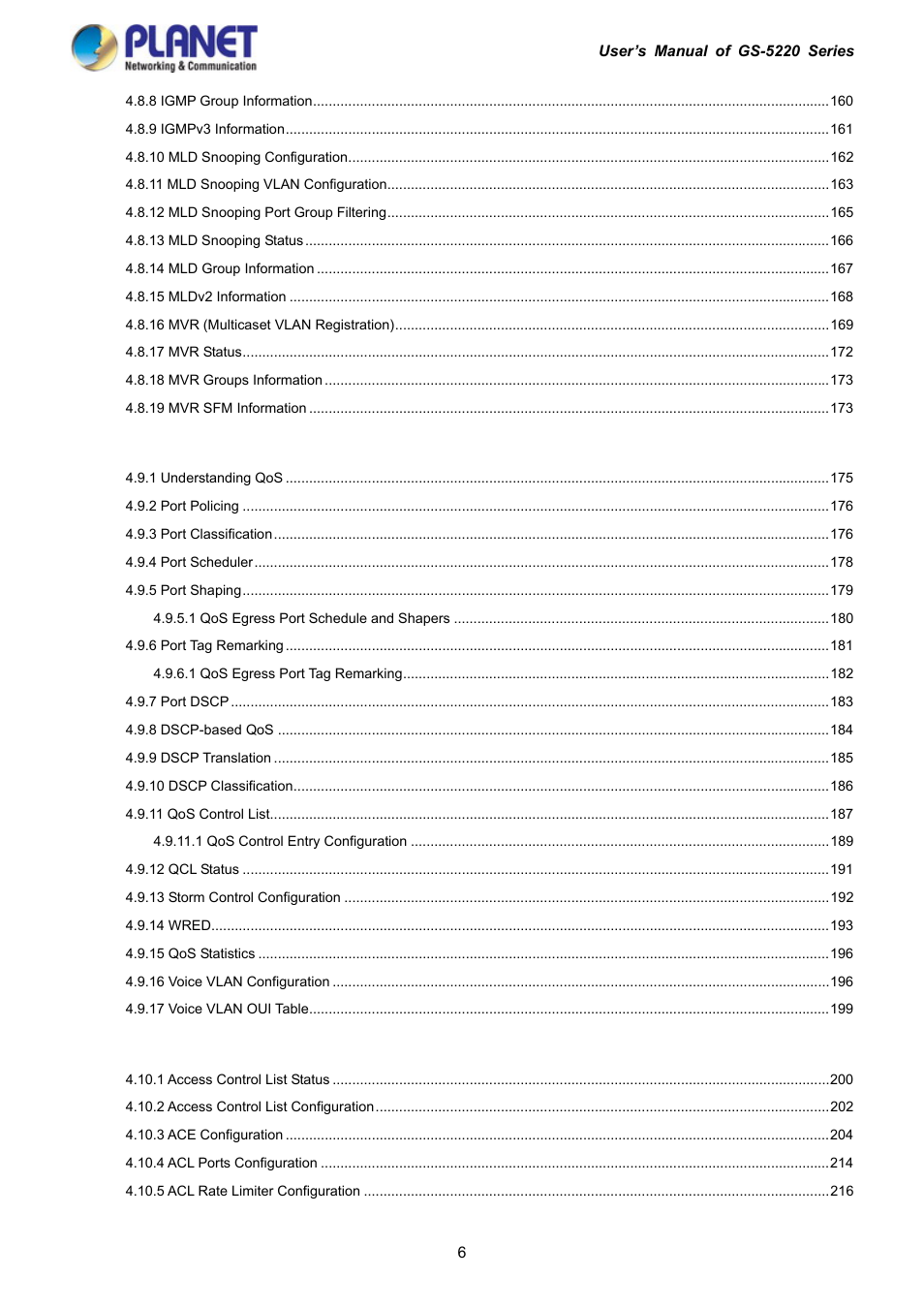 PLANET GS-5220-16S8C User Manual | Page 6 / 343