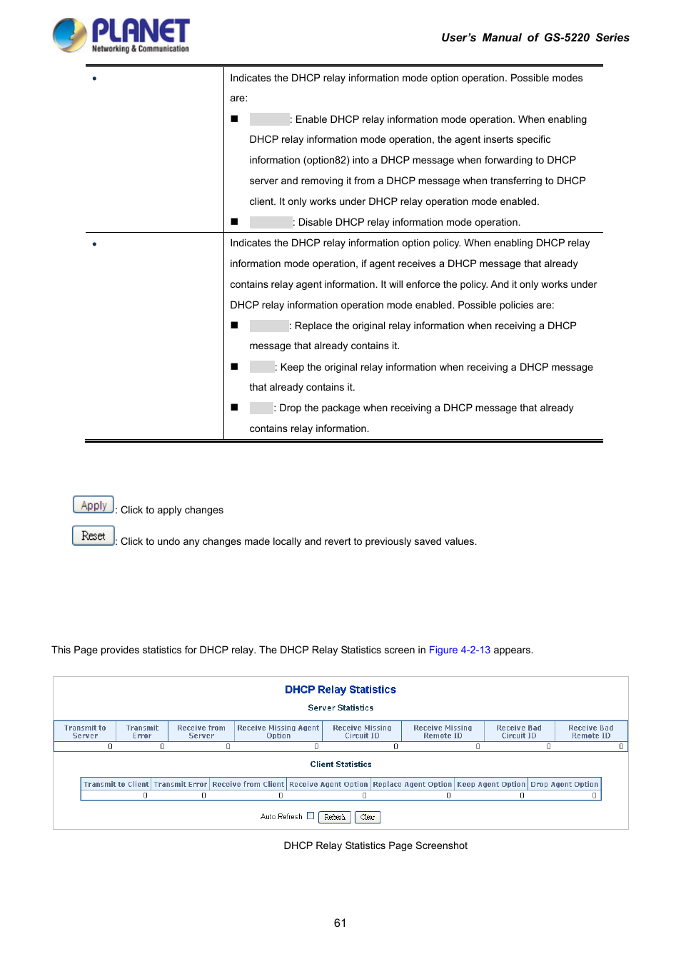 10 dhcp relay statistics | PLANET GS-5220-16S8C User Manual | Page 61 / 343