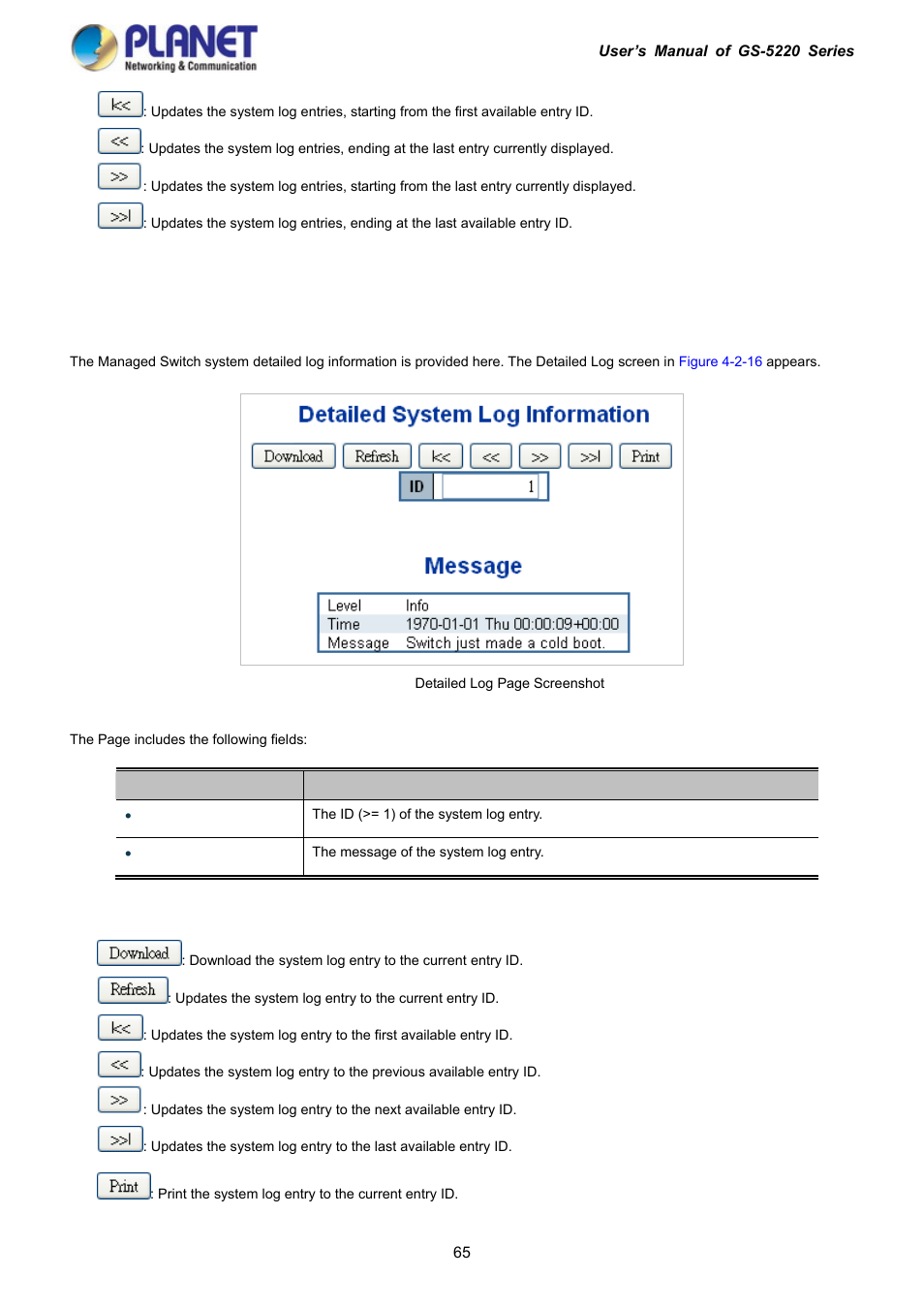 13 detailed log | PLANET GS-5220-16S8C User Manual | Page 65 / 343