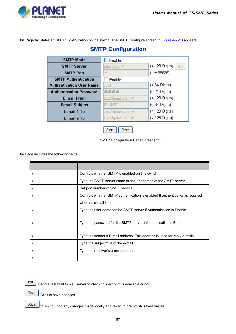 15 smtp configuration | PLANET GS-5220-16S8C User Manual | Page 67 / 343