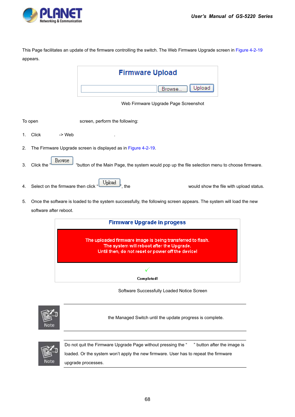 16 web firmware upgrade | PLANET GS-5220-16S8C User Manual | Page 68 / 343