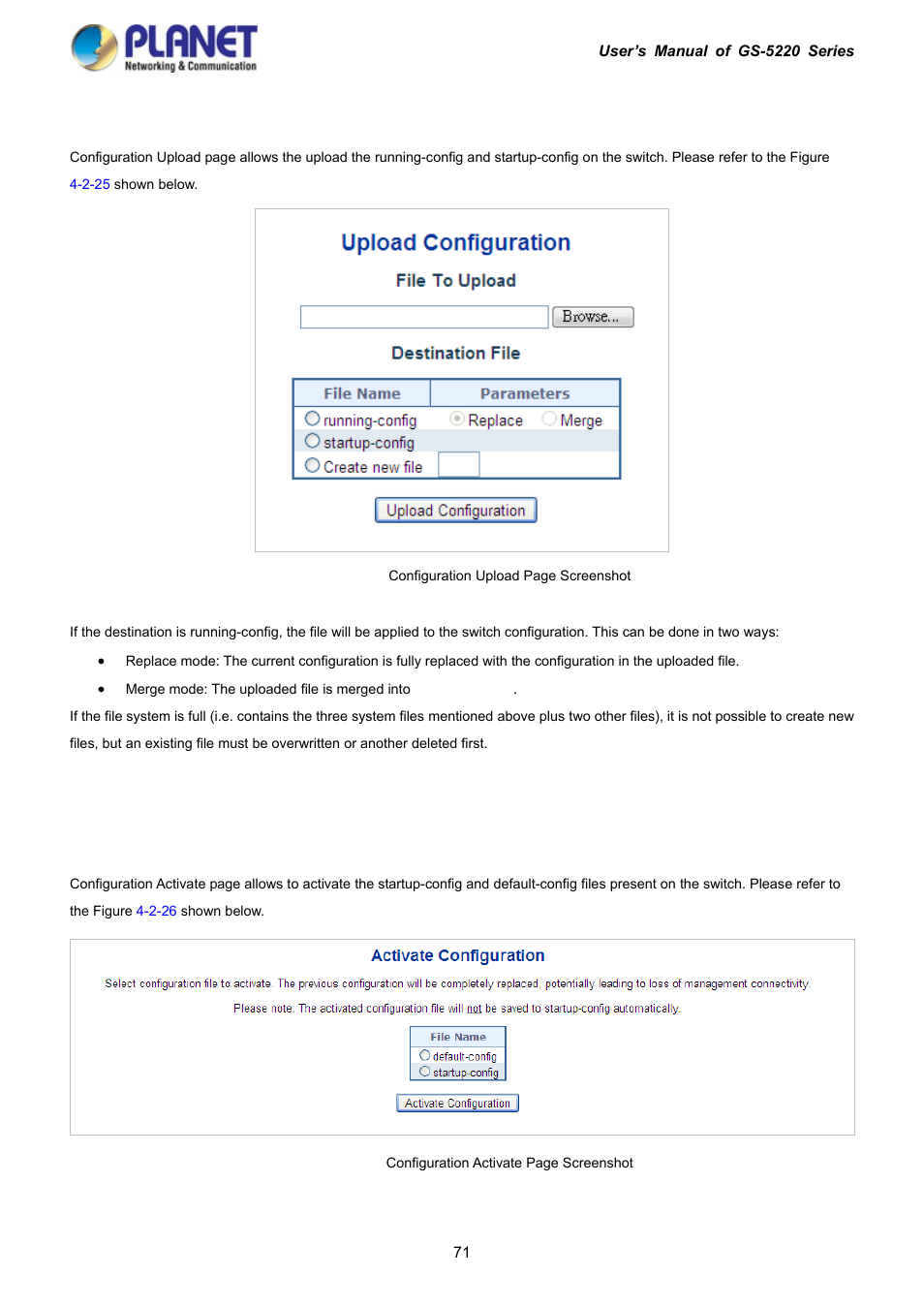 20 configuration upload, 21 configuration activate | PLANET GS-5220-16S8C User Manual | Page 71 / 343