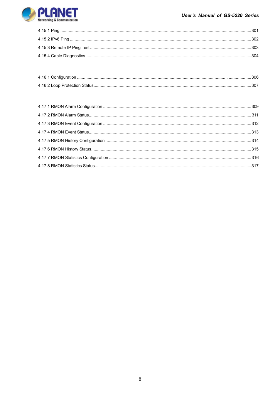 PLANET GS-5220-16S8C User Manual | Page 8 / 343