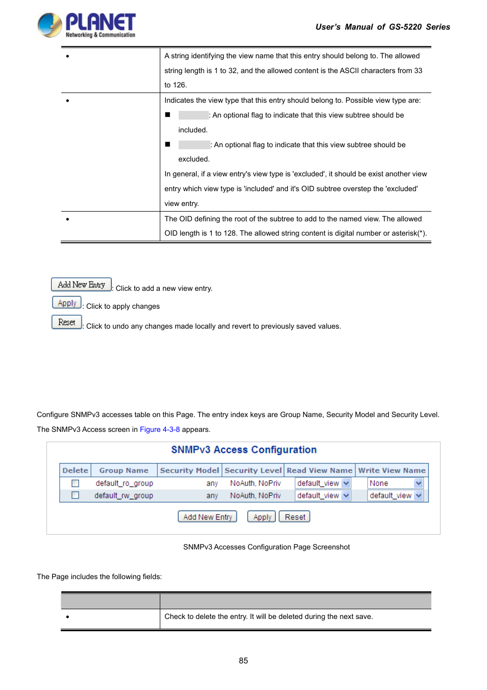 5 snmpv3 access | PLANET GS-5220-16S8C User Manual | Page 85 / 343