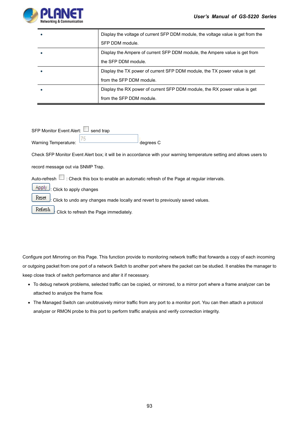 5 port mirror | PLANET GS-5220-16S8C User Manual | Page 93 / 343