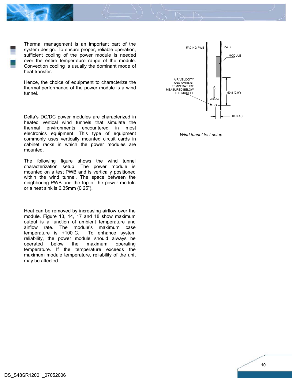Thermal considerations, Thermal testing setup, Thermal derating | Delta Electronics S48SR User Manual | Page 10 / 12