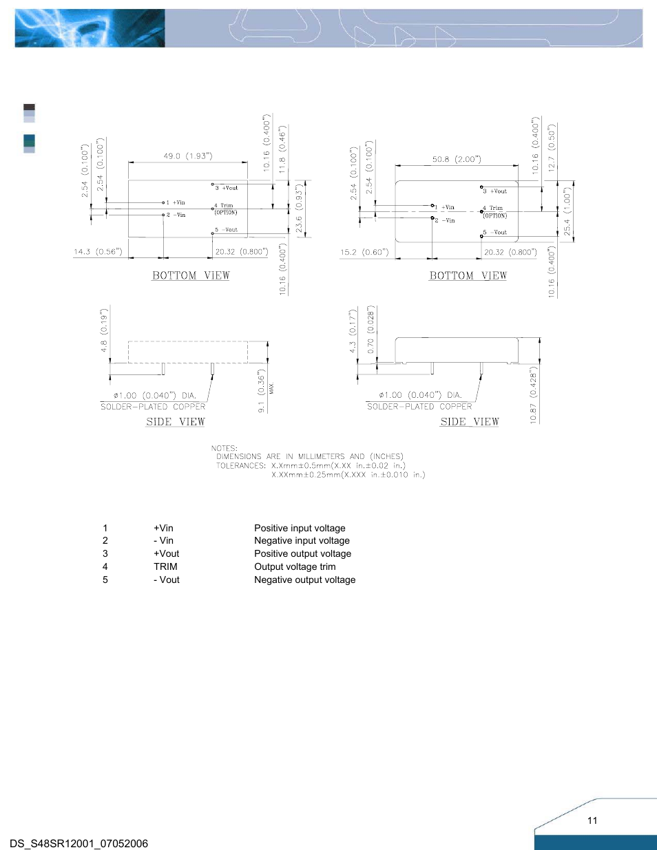 Mechanical drawing | Delta Electronics S48SR User Manual | Page 11 / 12