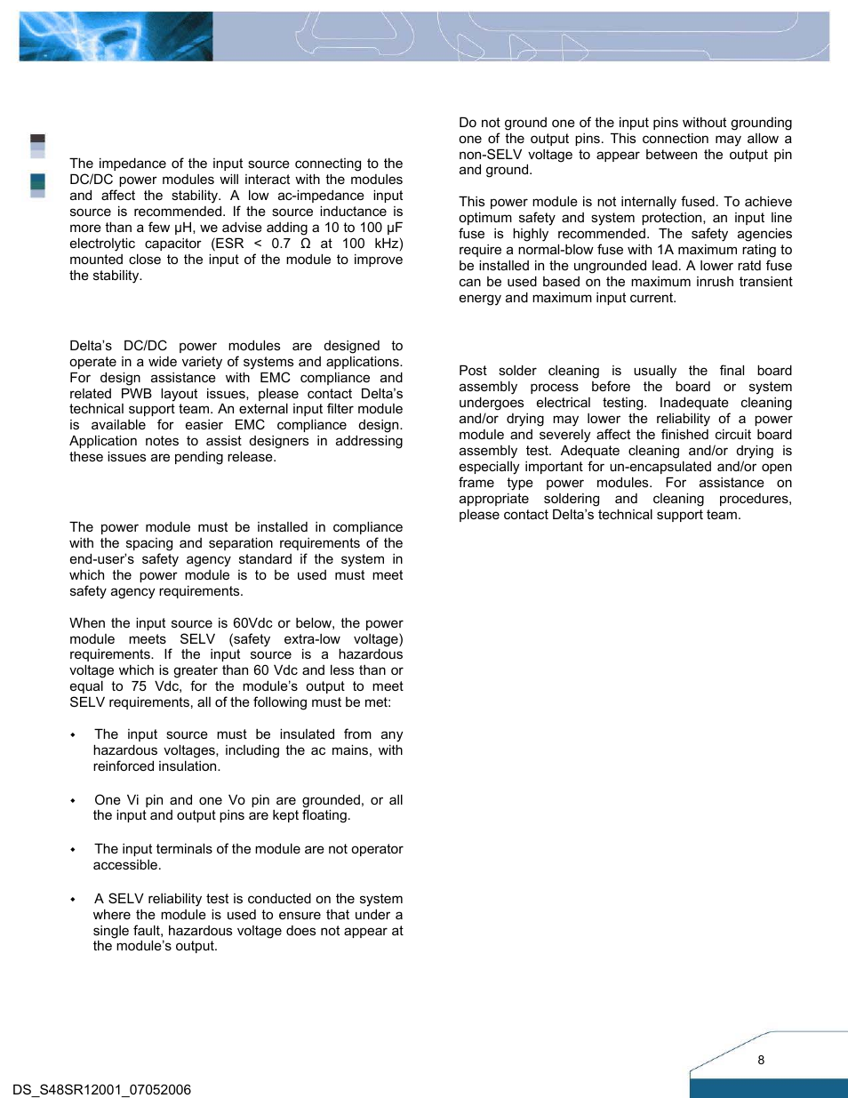 Design considerations | Delta Electronics S48SR User Manual | Page 8 / 12