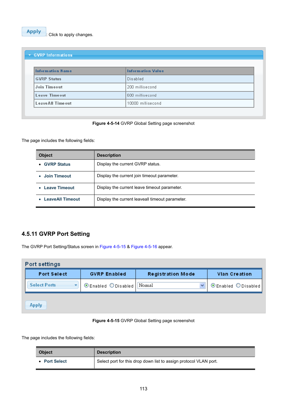 11 gvrp port setting | PLANET GSD-1002M User Manual | Page 113 / 313