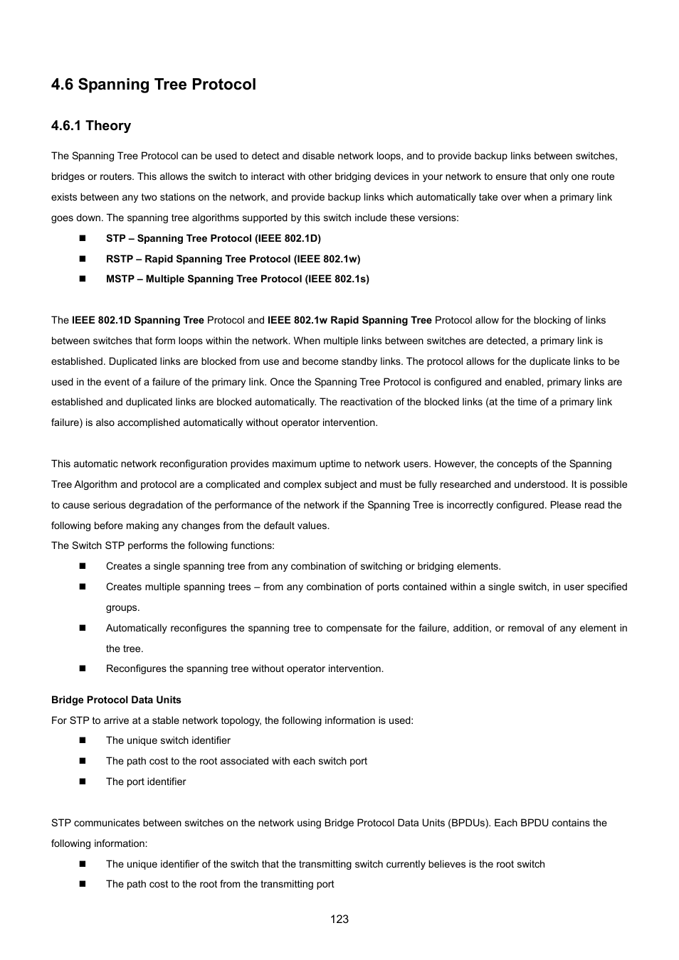 6 spanning tree protocol, 1 theory | PLANET GSD-1002M User Manual | Page 123 / 313