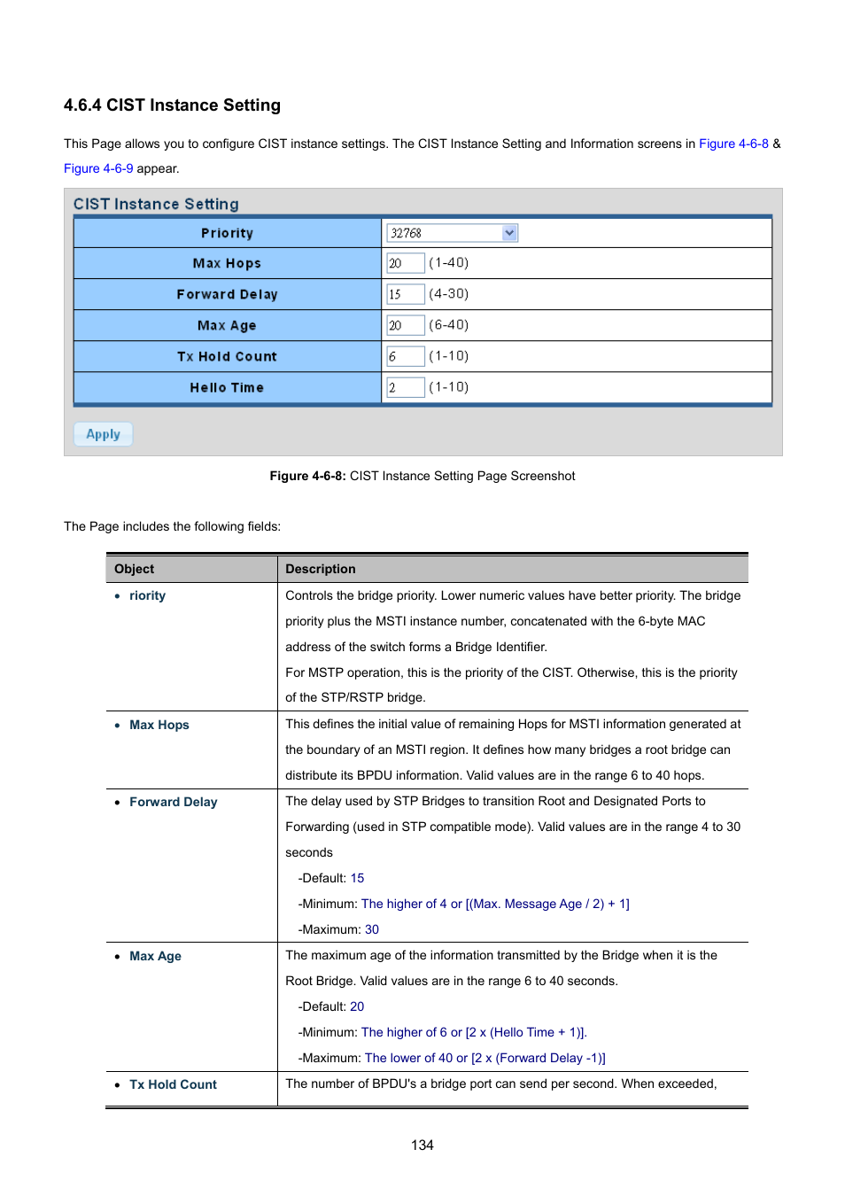 4 cist instance setting | PLANET GSD-1002M User Manual | Page 134 / 313