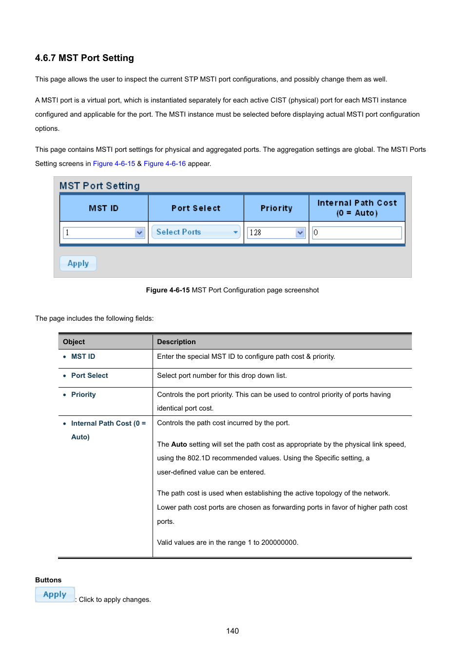 7 mst port setting | PLANET GSD-1002M User Manual | Page 140 / 313