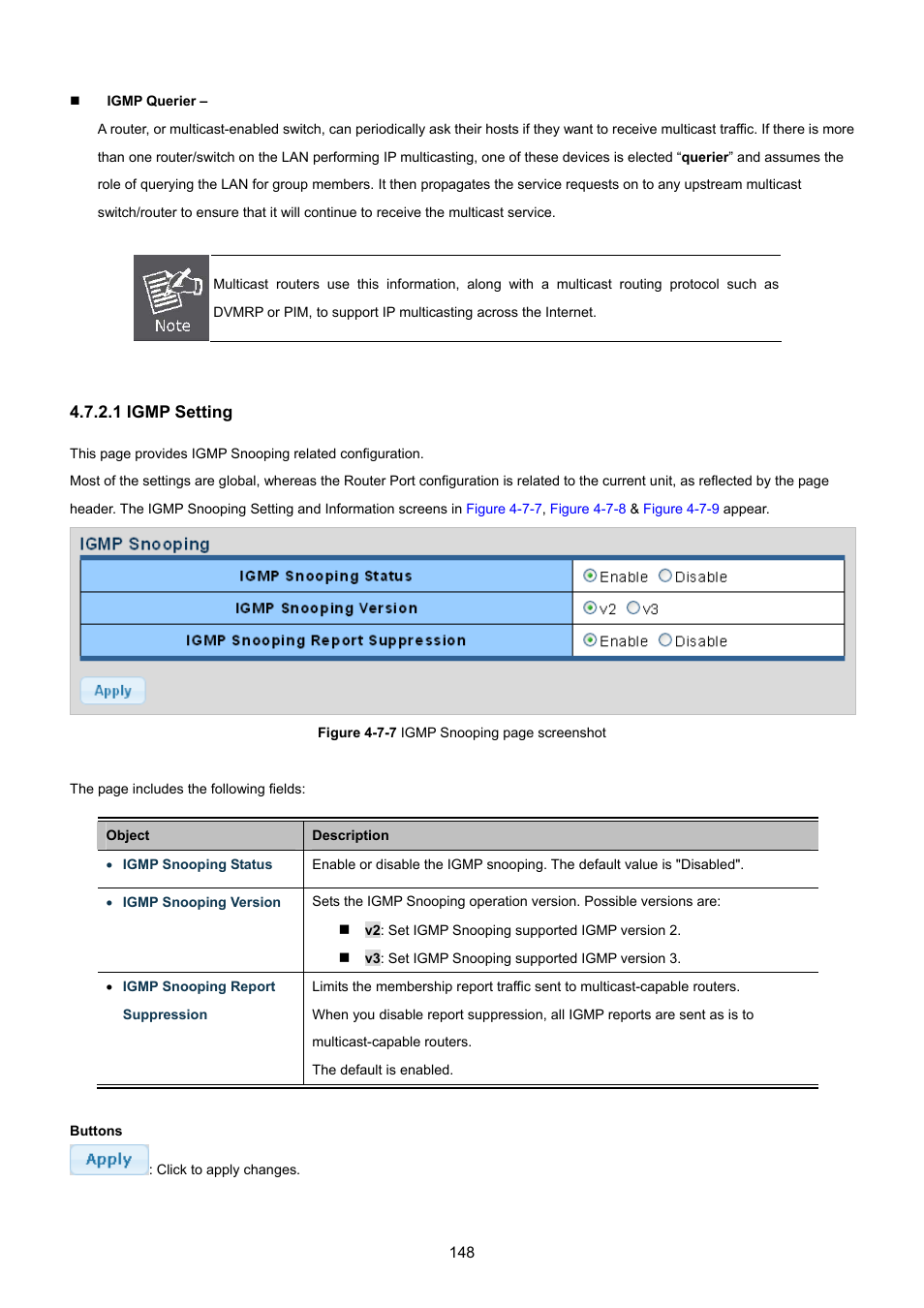 1 igmp setting | PLANET GSD-1002M User Manual | Page 148 / 313