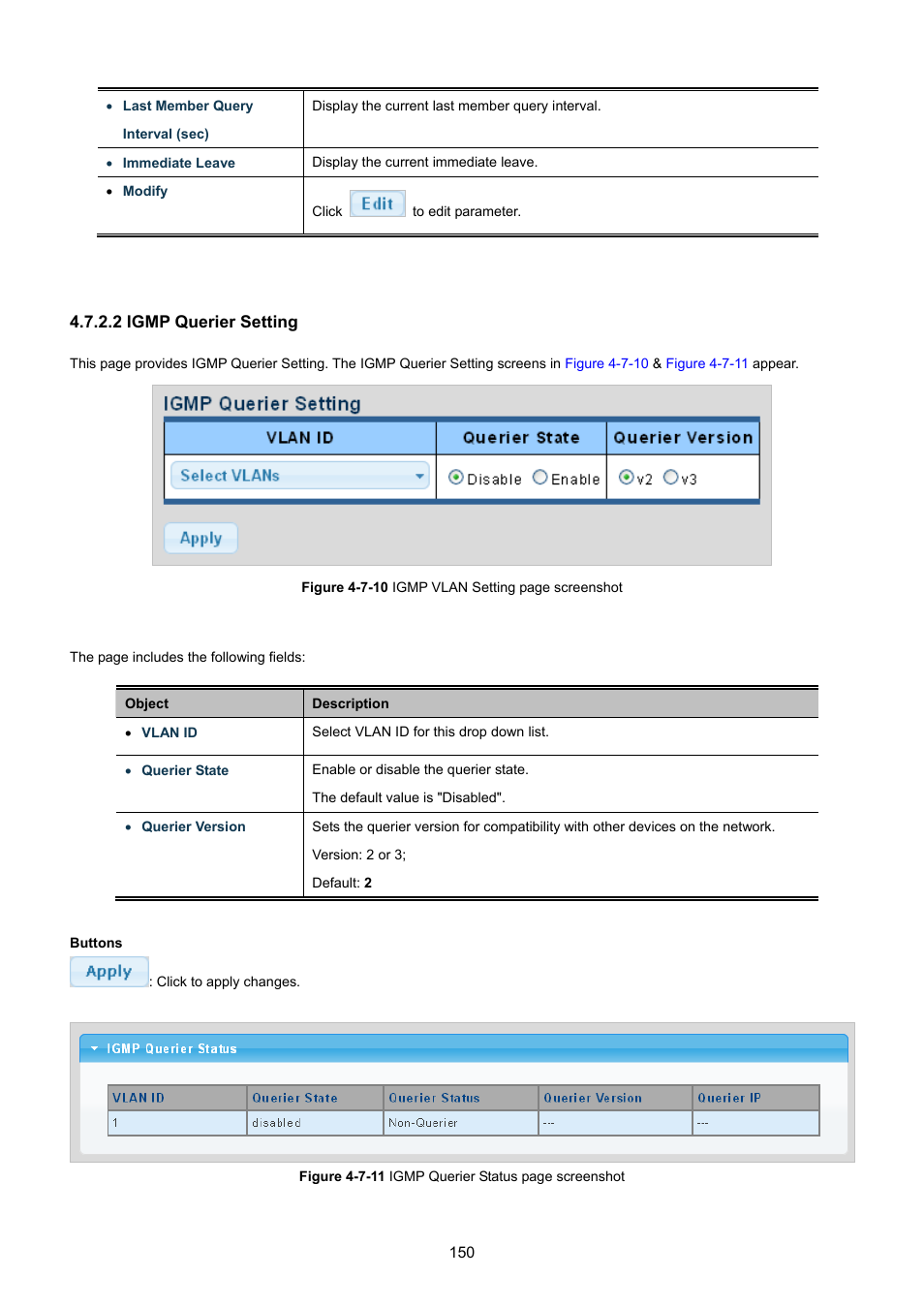2 igmp querier setting | PLANET GSD-1002M User Manual | Page 150 / 313