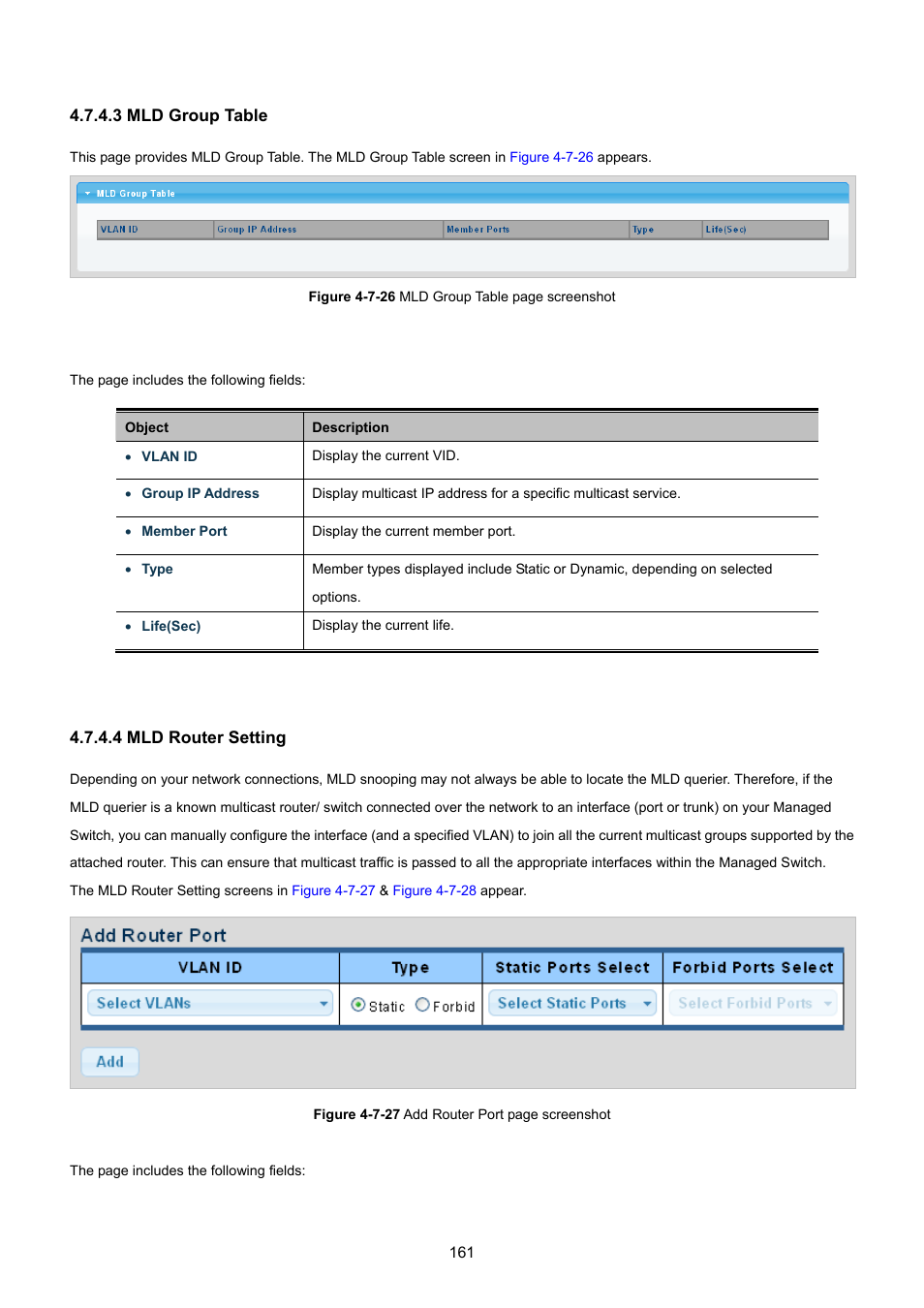 3 mld group table, 4 mld router setting | PLANET GSD-1002M User Manual | Page 161 / 313