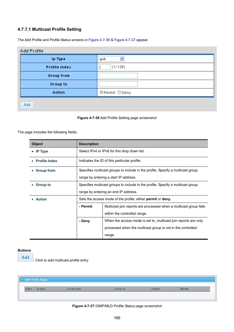 1 multicast profile setting | PLANET GSD-1002M User Manual | Page 169 / 313