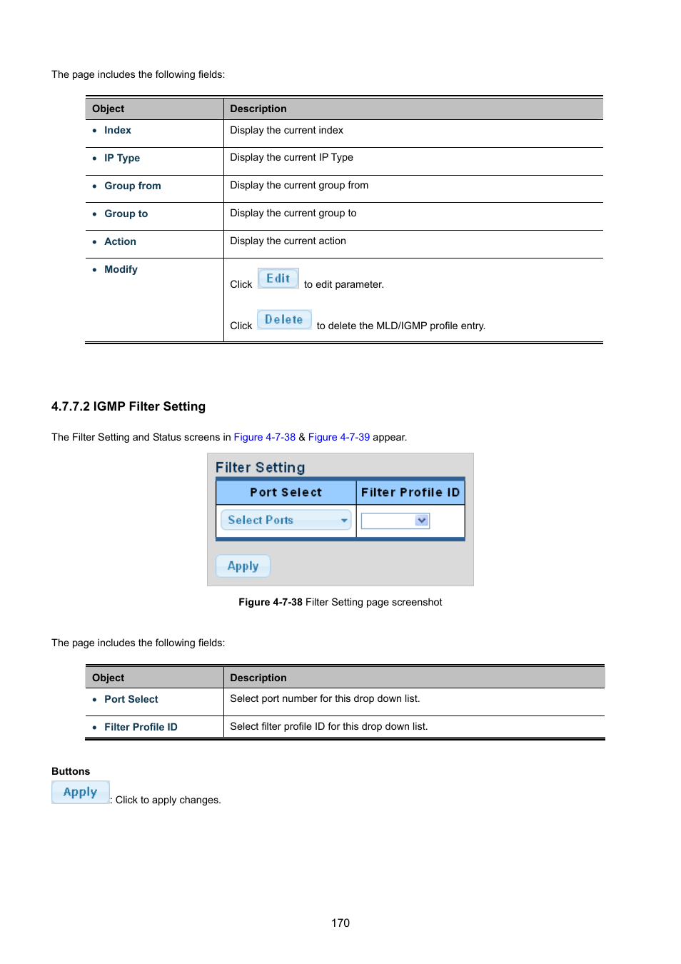 2 igmp filter setting | PLANET GSD-1002M User Manual | Page 170 / 313
