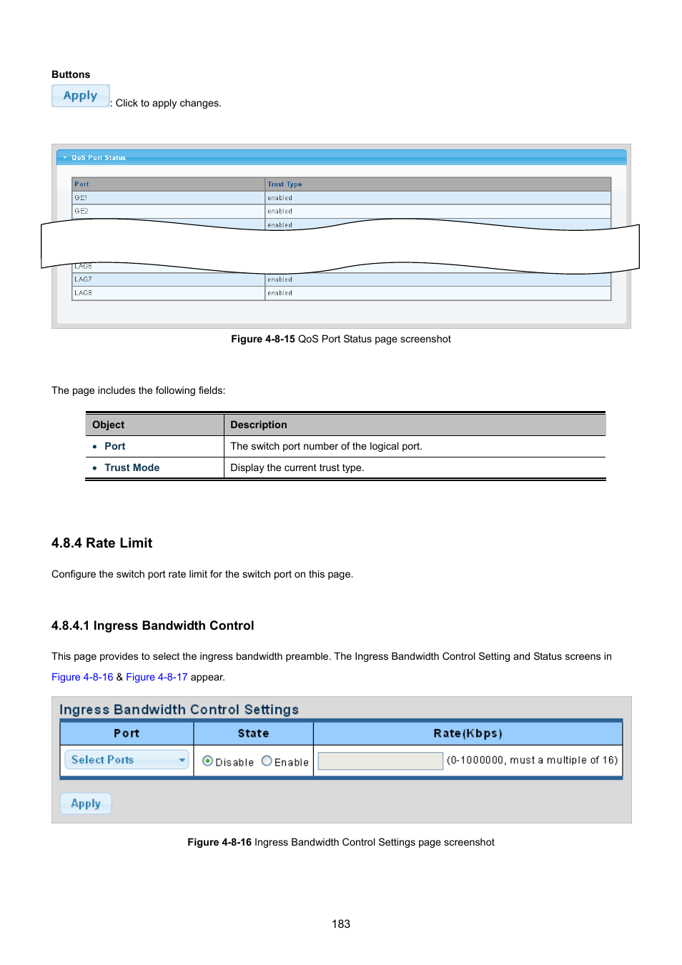 4 rate limit, 1 ingress bandwidth control | PLANET GSD-1002M User Manual | Page 183 / 313