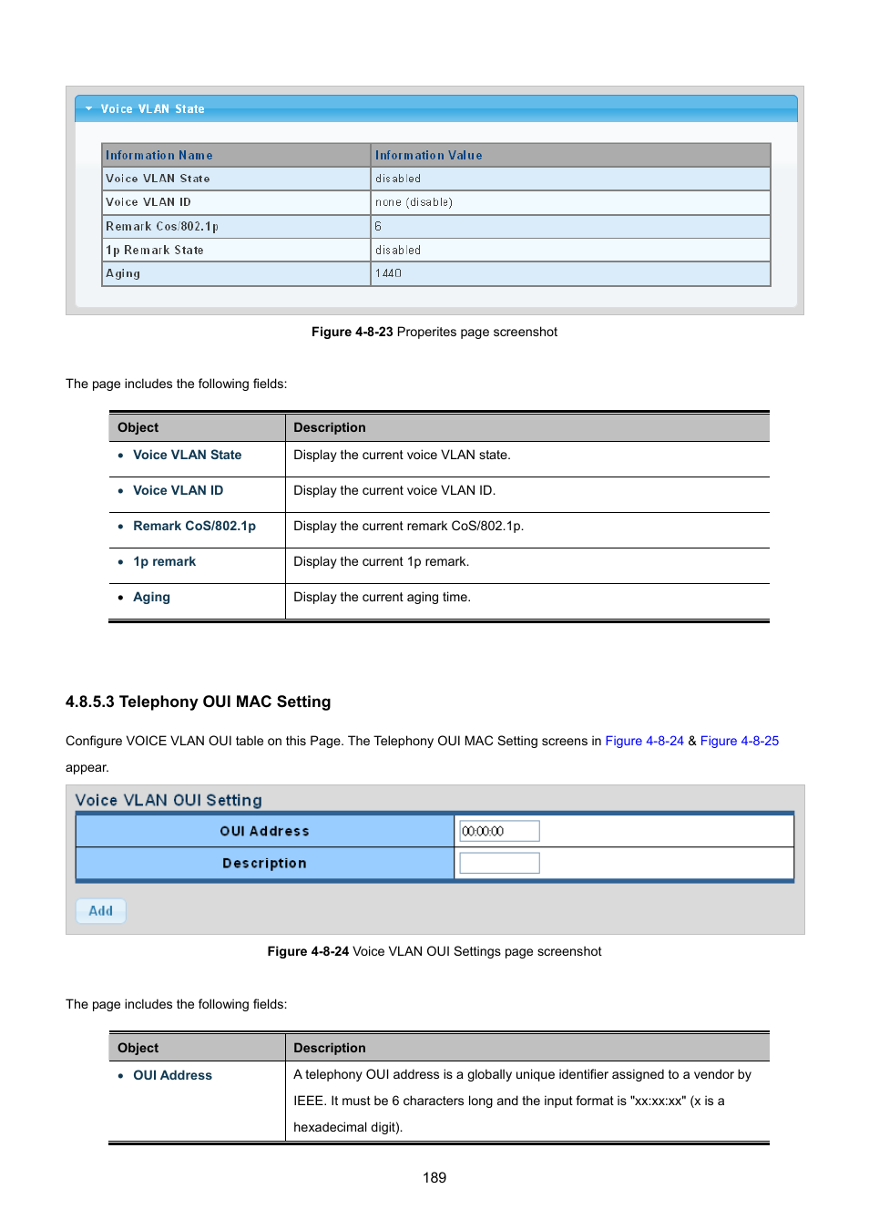3 telephony oui mac setting | PLANET GSD-1002M User Manual | Page 189 / 313