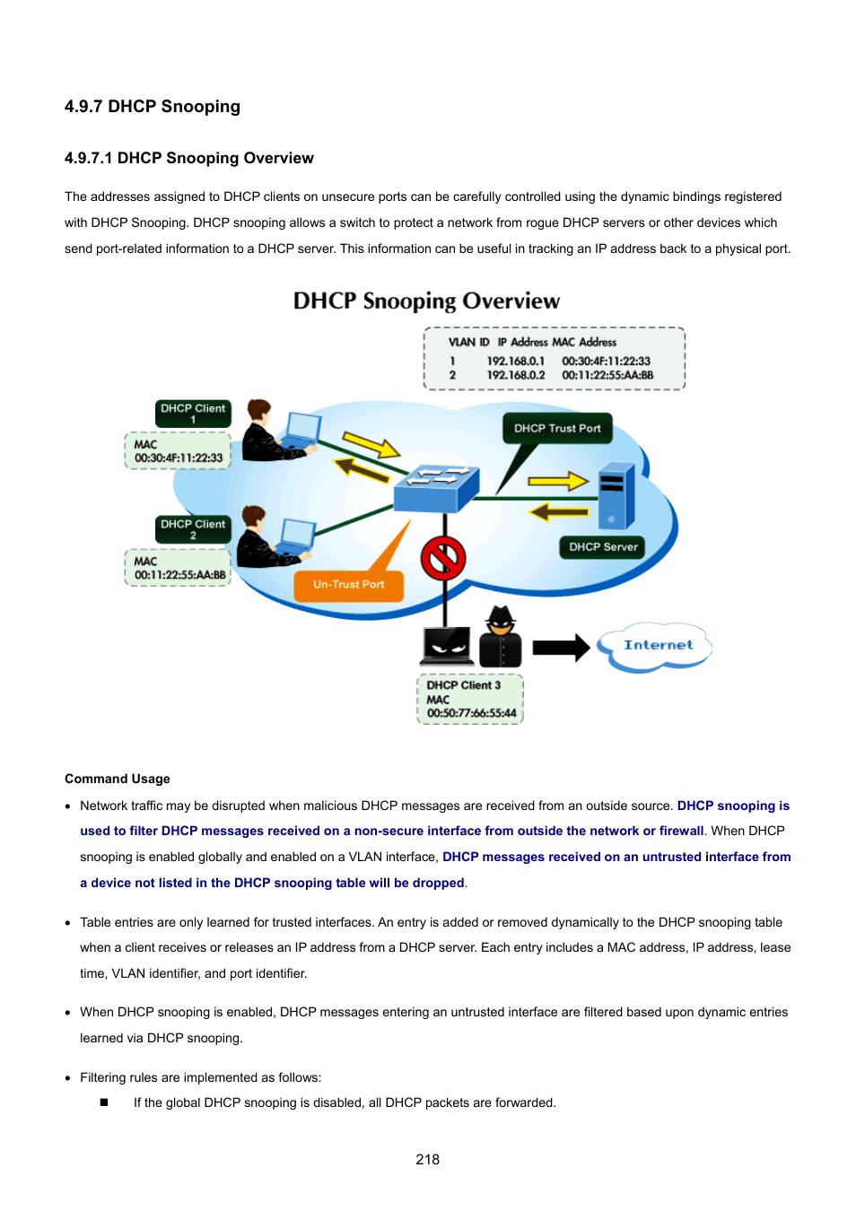 7 dhcp snooping, 1 dhcp snooping overview | PLANET GSD-1002M User Manual | Page 218 / 313