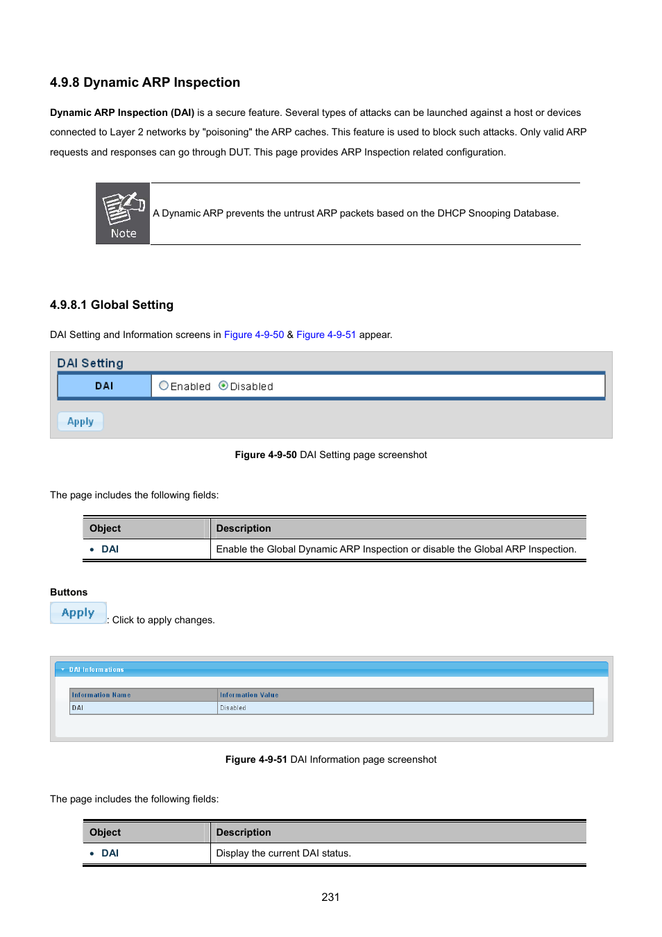 8 dynamic arp inspection, 1 global setting | PLANET GSD-1002M User Manual | Page 231 / 313