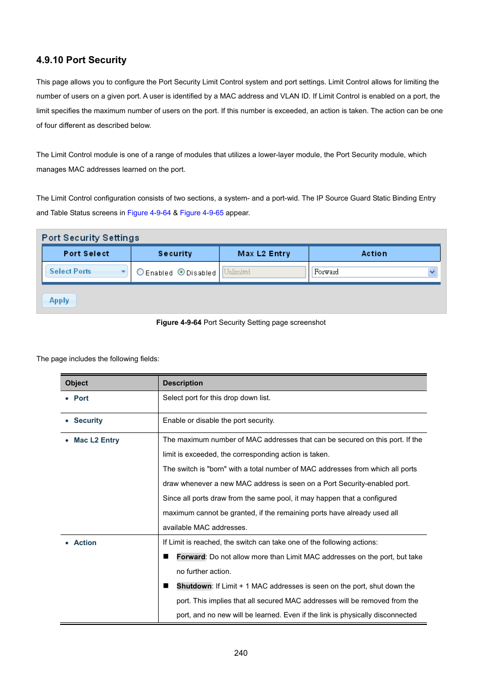 10 port security | PLANET GSD-1002M User Manual | Page 240 / 313