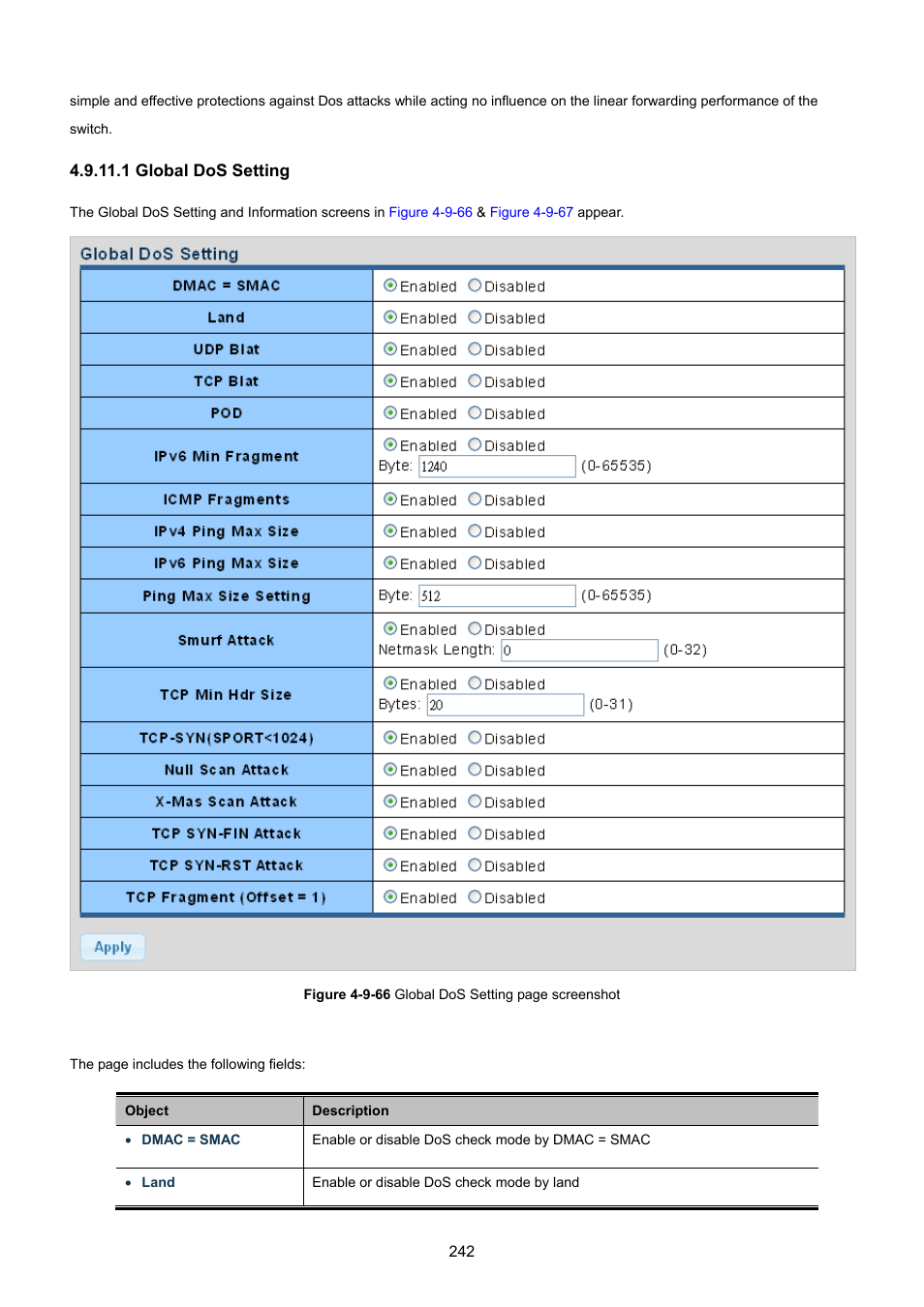 1 global dos setting | PLANET GSD-1002M User Manual | Page 242 / 313