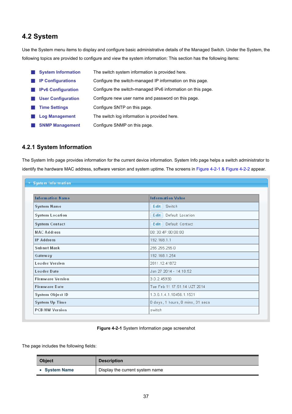 2 system, 1 system information | PLANET GSD-1002M User Manual | Page 37 / 313