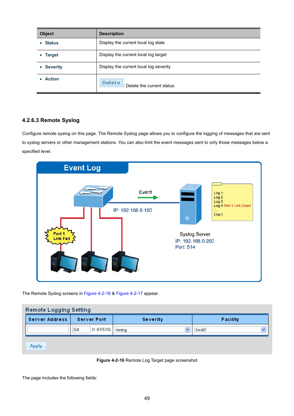 3 remote syslog | PLANET GSD-1002M User Manual | Page 49 / 313